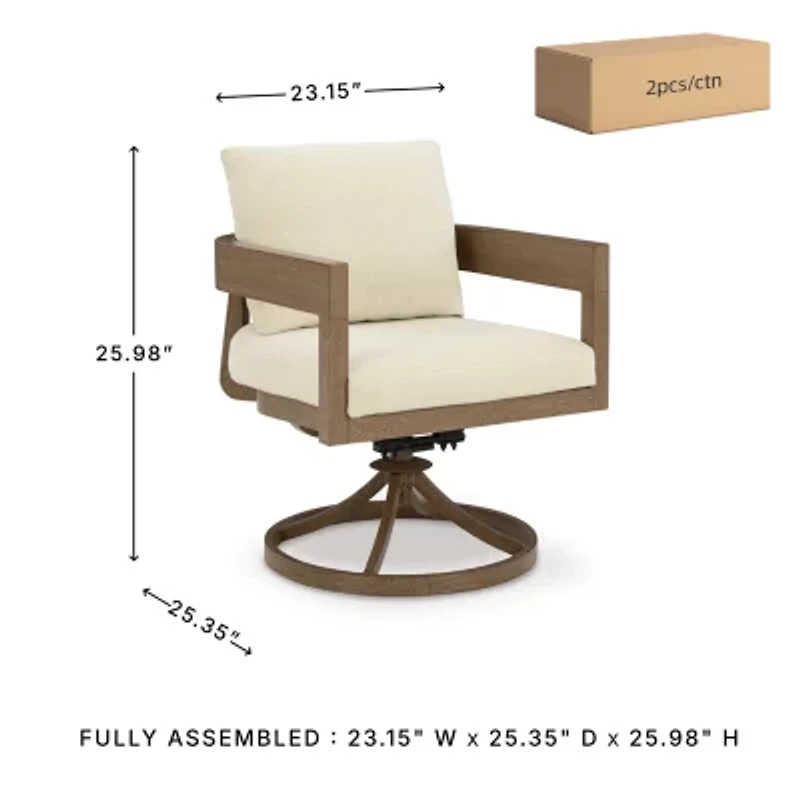 Signature Design by Ashley Severn Outdoor Swivel Dining Chair with Cushion (Set of 2)