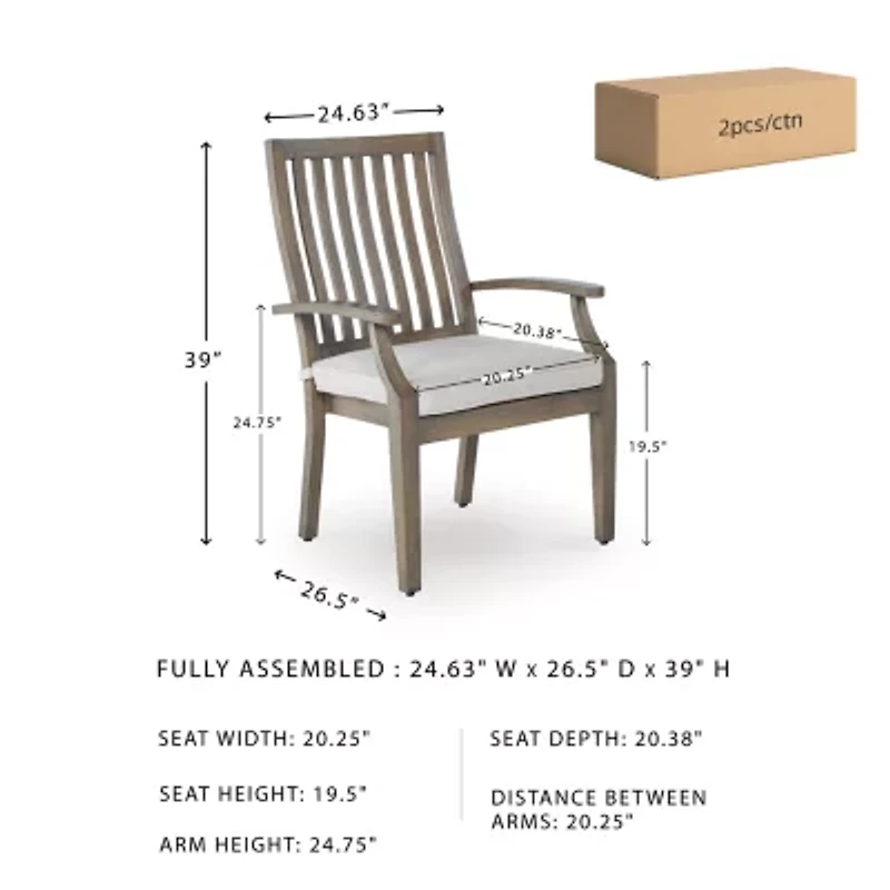 Signature Design by Ashley Raleigh Ranch Outdoor Arm Chair with Cushion (Set of 2)