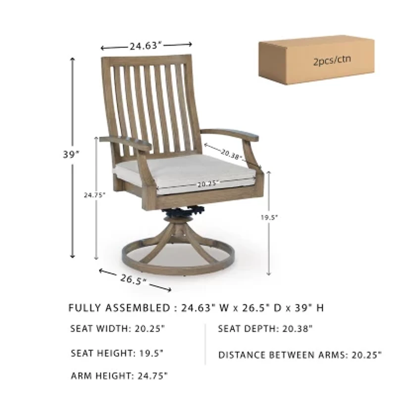Signature Design by Ashley Raleigh Ranch Outdoor Swivel Chair with Cushion (Set of 2)