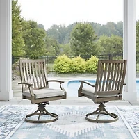 Signature Design by Ashley Raleigh Ranch Outdoor Swivel Chair with Cushion (Set of 2)