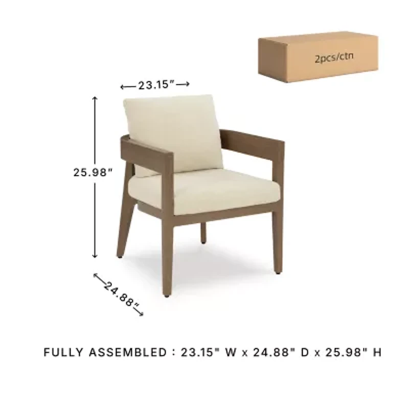 Signature Design by Ashley Severn Outdoor Dining Arm Chair with Cushion (Set of 2)