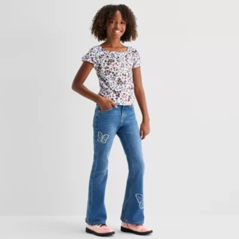 Thereabouts Little & Big Kid Girls Low Rise Flare Leg Jean