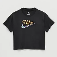 Nike Club Big Kid Girls Crew Neck Short Sleeve Oversized Graphic T-Shirt