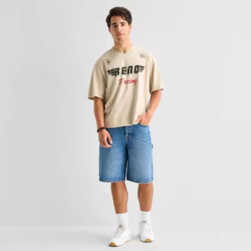 Arizona Mens V Neck Short Sleeve Boxy Fit Graphic T-Shirt