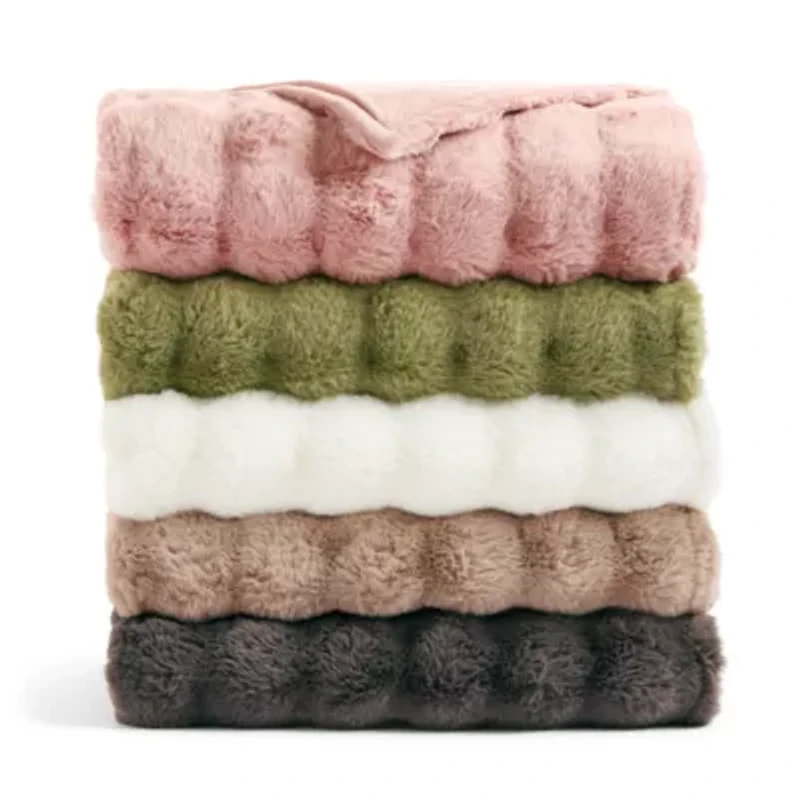 Regal Home Bubble Faux Fur 50x70 Washable Midweight Throw