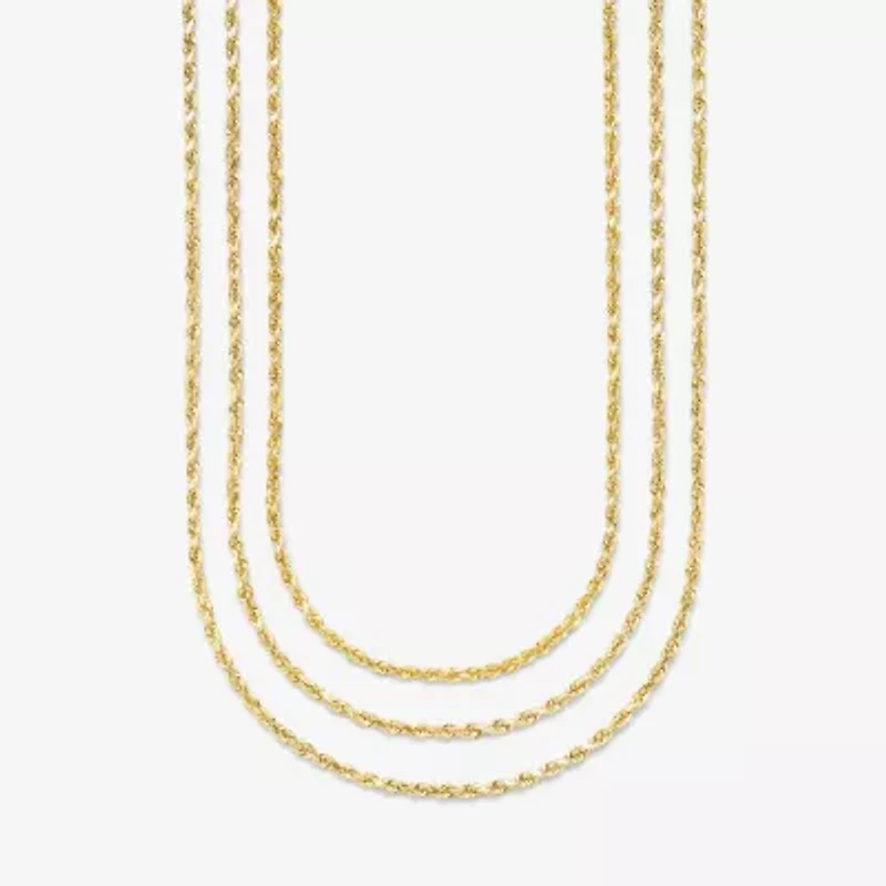 Womens 10K Gold 20 Inch Rope Chain Necklace