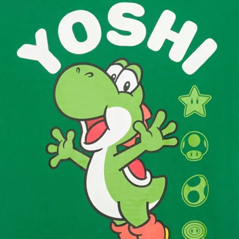 Novelty Mens Crew Neck Short Sleeve Regular Fit Yoshi Graphic T-Shirt