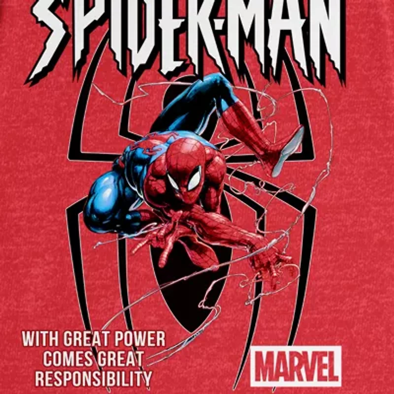 Mens Crew Neck Short Sleeve Regular Fit Spiderman Graphic T-Shirt