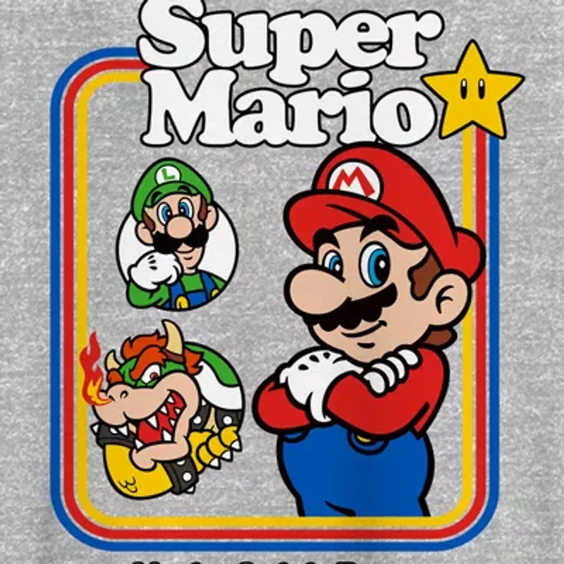 Novelty Mens Crew Neck Short Sleeve Classic Fit Super Mario Big and Tall Graphic T-Shirt