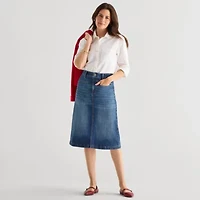 St. John's Bay Womens Tall High Rise Midi Denim Skirt