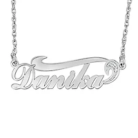 Womens Diamond Accent Natural White Sterling Silver 18 Inch Name Necklace