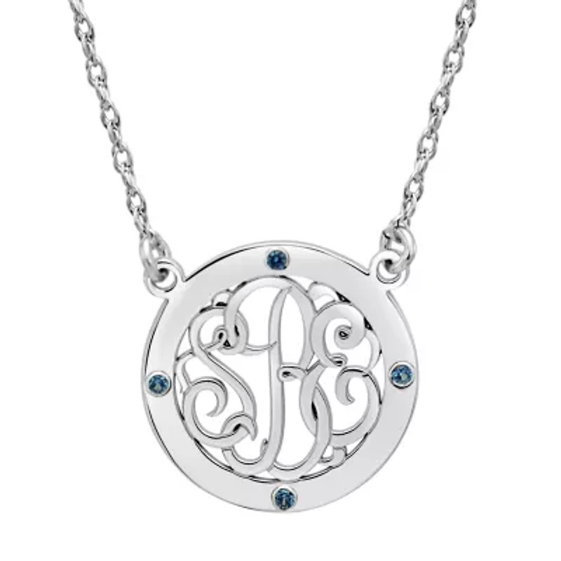 Birthstone Womens Simulated Multi Color Cubic Zirconia Sterling Silver Round 18 Inch Pendant Necklace