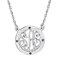 Birthstone Womens Simulated Multi Color Cubic Zirconia Sterling Silver Round 18 Inch Pendant Necklace