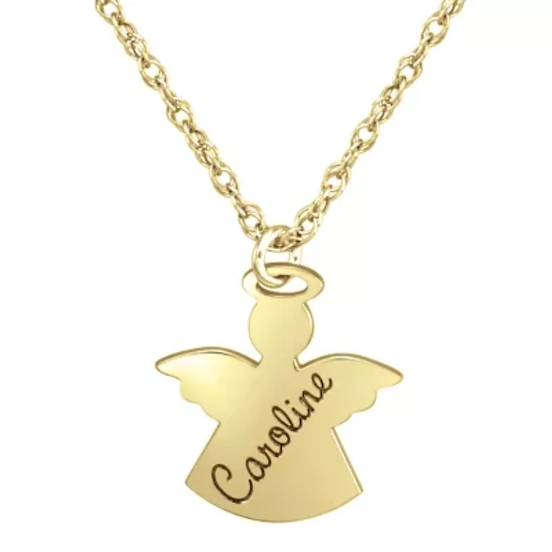 Personalized Womens Sterling Silver Angel Name Pendant Necklace