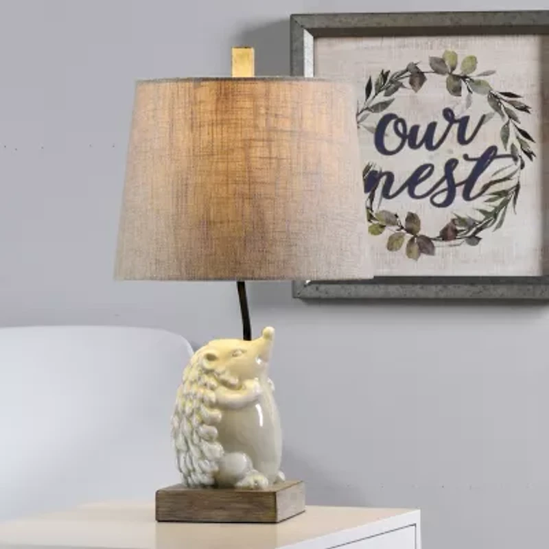 Stylecraft 12 W White & Gray Table Lamp