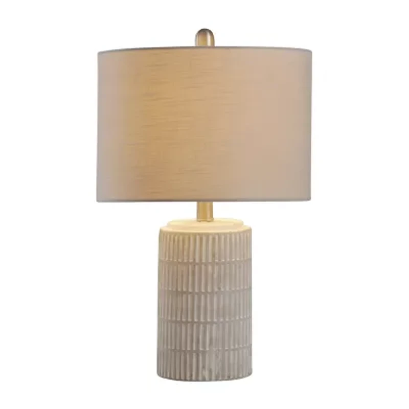 Stylecraft Joni Distressed Gray And White Steel Table Lamp