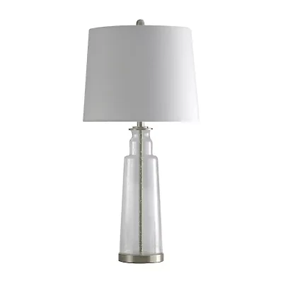 Stylecraft 16 W Clear & Steel Glass Table Lamp