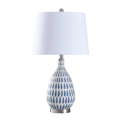 Stylecraft 15.5 W Off-White & Blue Ceramic Table Lamp