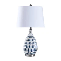 Stylecraft 15.5 W Off-White & Blue Ceramic Table Lamp