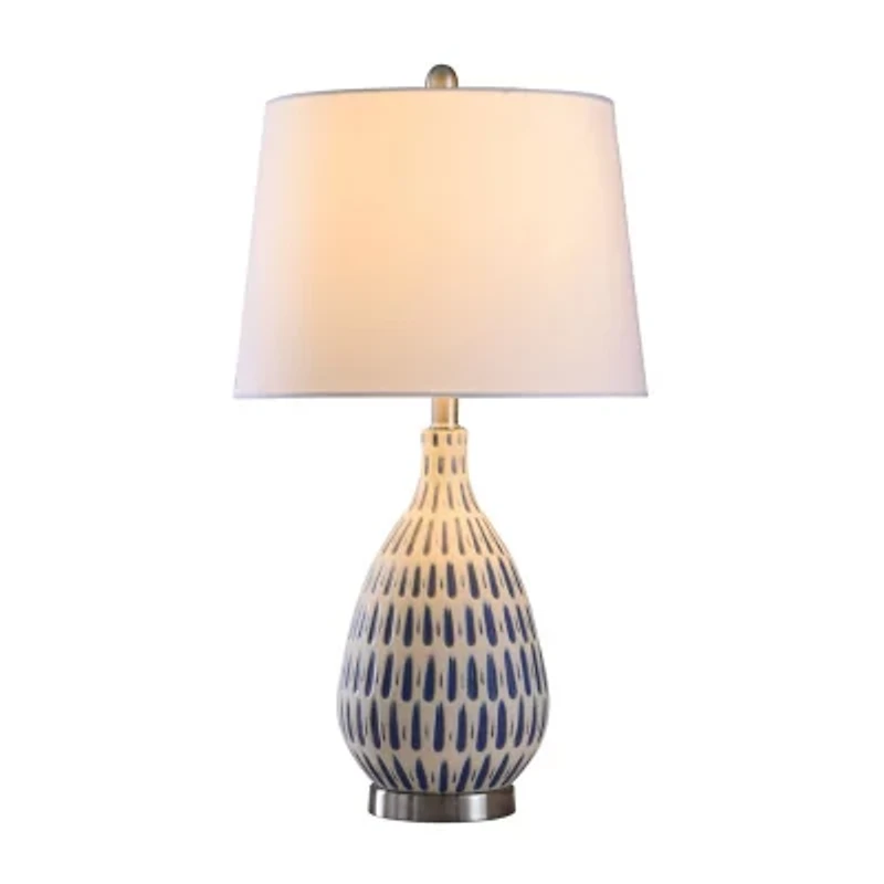Stylecraft 15.5 W Off-White & Blue Ceramic Table Lamp