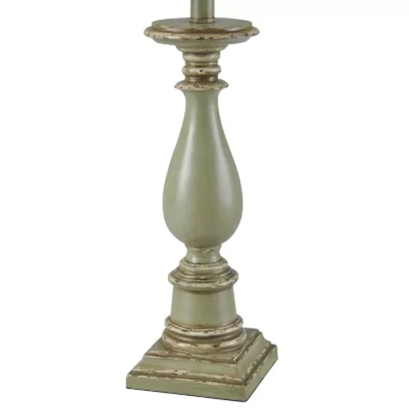 Stylecraft 14 W Distressed Green Table Lamp