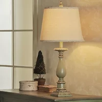 Stylecraft 14 W Distressed Green Table Lamp
