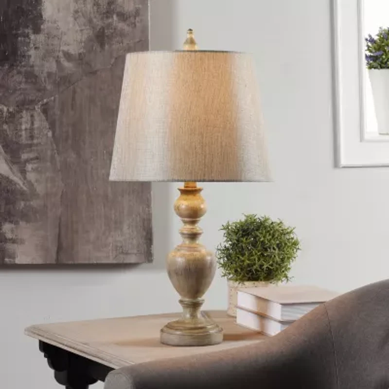 Stylecraft 13 W Gray & Cream Table Lamp