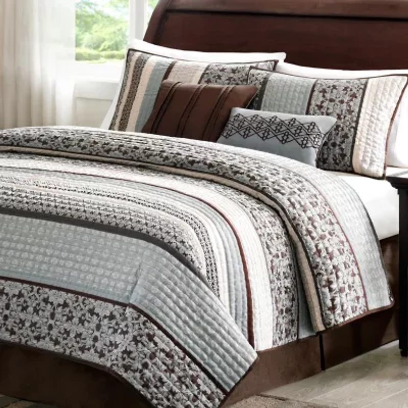 Madison Park Dartmouth 5-Pc Jacquard Quilt Set With Throw Pillows