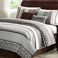 Madison Park Dartmouth 5-Pc Jacquard Quilt Set With Throw Pillows