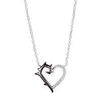 Disney Classics Villians Womens Cubic Zirconia Pure Silver Over Brass Heart 16 Inch Pendant Necklace