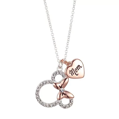 Disney Classics Mom Womens Crystal Heart 16 Inch Pendant Necklace