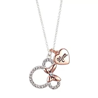 Disney Classics Mom Womens Crystal Heart 16 Inch Pendant Necklace