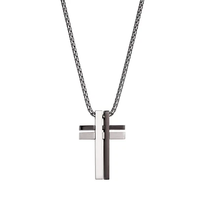 J.P. Army Men's Jewelry Stainless Steel Inch Link Cross Pendant Necklace
