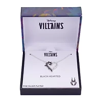 Disney Classics Villians Womens Cubic Zirconia Pure Silver Over Brass Heart 16 Inch Pendant Necklace
