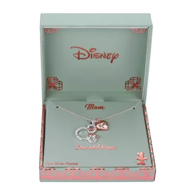 Disney Classics Mom Womens Crystal Heart 16 Inch Pendant Necklace