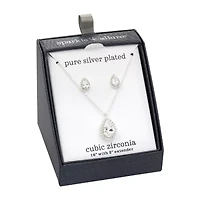 Sparkle Allure Womens White Cubic Zirconia Pure Silver Over Brass Pear 2-pc. Jewelry Set