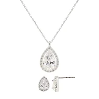 Sparkle Allure Womens White Cubic Zirconia Pure Silver Over Brass Pear 2-pc. Jewelry Set