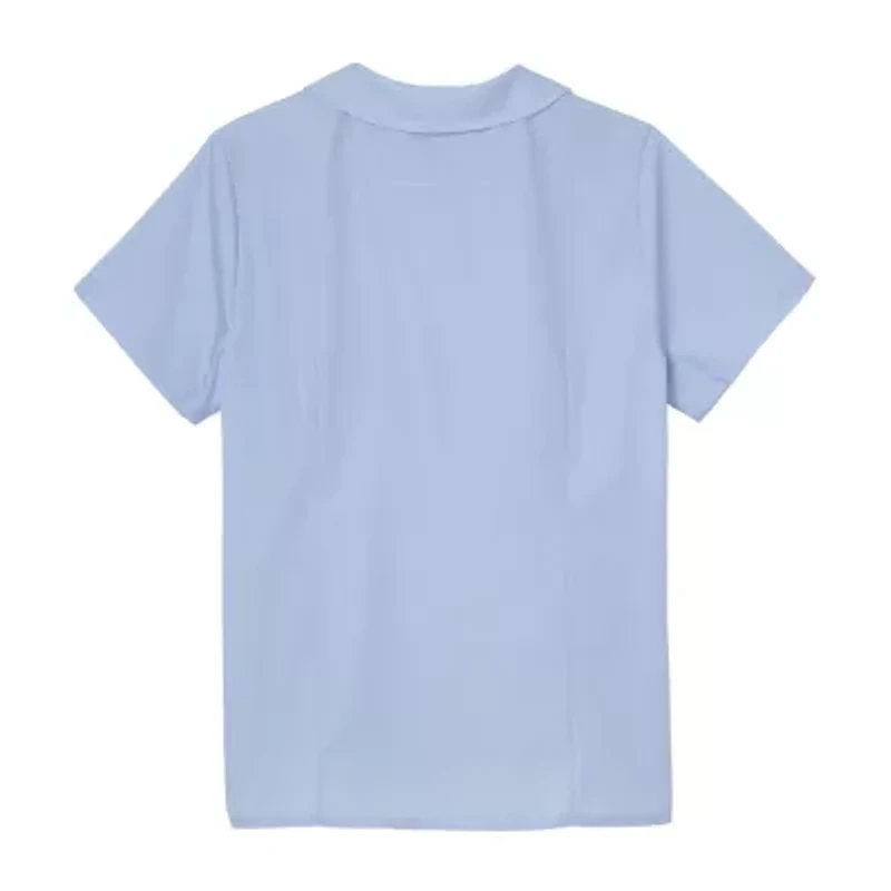 French Toast Little & Big Kid Girls Short Sleeve Fitted Regular Fit Button-Down Shirt