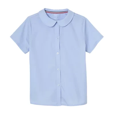 French Toast Little & Big Kid Girls Short Sleeve Fitted Regular Fit Button-Down Shirt