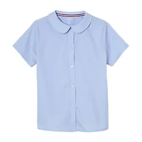 French Toast Little & Big Kid Girls Short Sleeve Fitted Regular Fit Button-Down Shirt