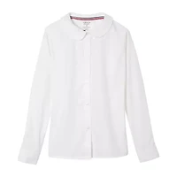 French Toast Little & Big Kid Girls Long Sleeve Fitted Regular Fit Button-Down Shirt