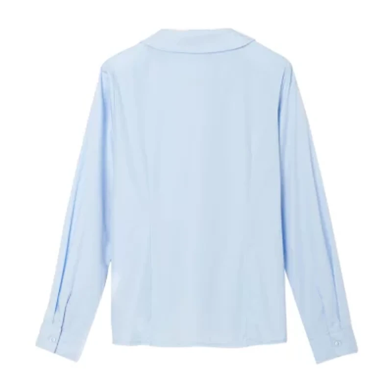 French Toast Little & Big Kid Girls Long Sleeve Fitted Regular Fit Button-Down Shirt
