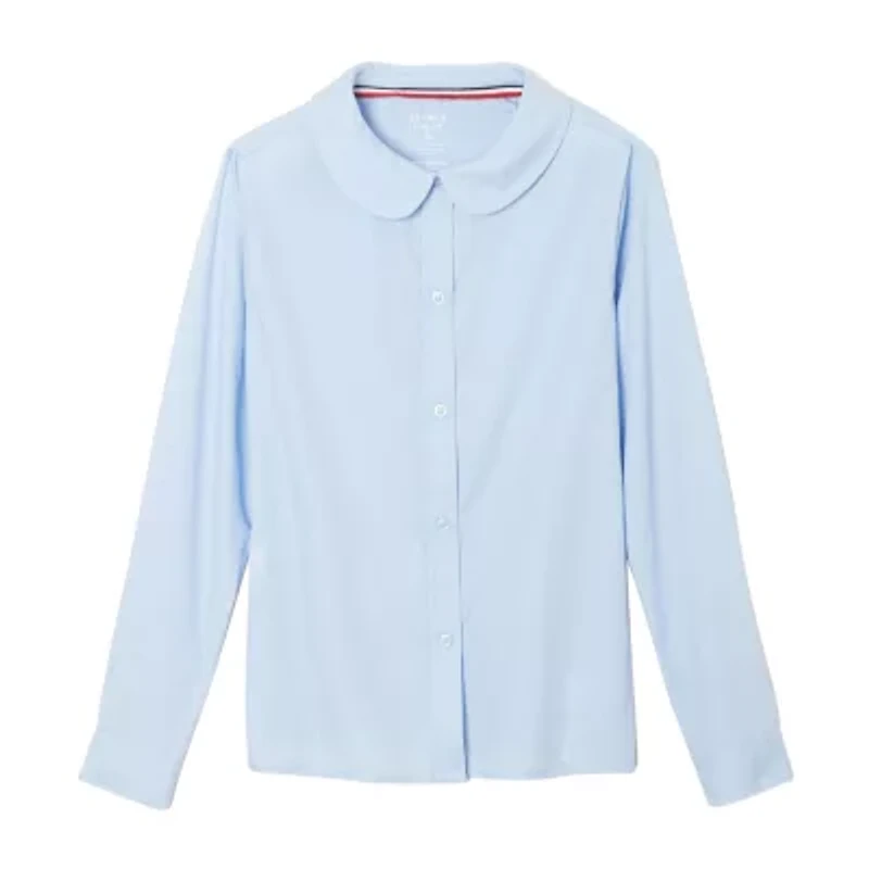French Toast Little & Big Kid Girls Long Sleeve Fitted Regular Fit Button-Down Shirt
