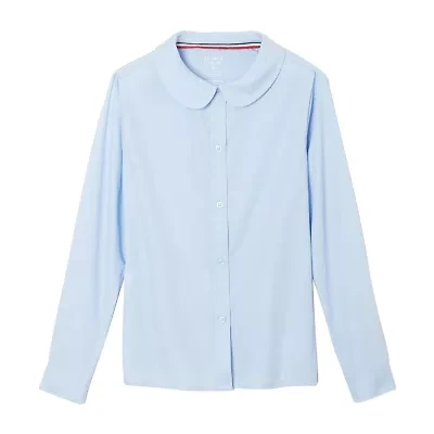 French Toast Little & Big Kid Girls Long Sleeve Fitted Regular Fit Button-Down Shirt