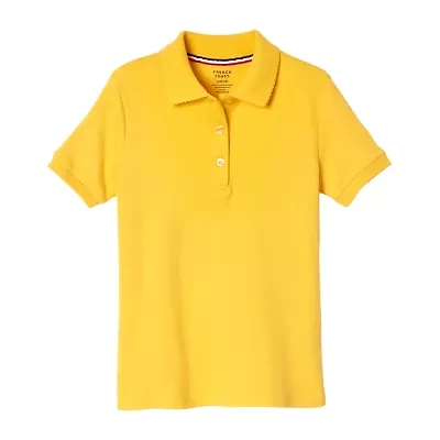 French Toast Big Kid Girls Short Sleeve Slim Fit Stretch Fabric Plus Polo Shirt