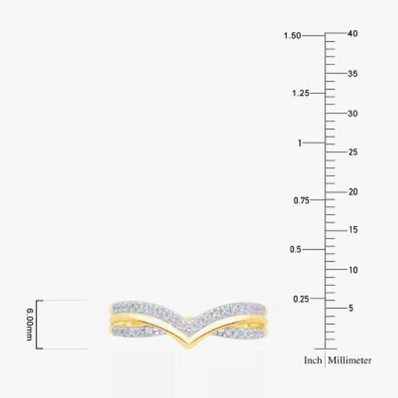 Womens 1/4 CT. T.W. Natural White Diamond 10K Gold Chevron Wedding Band
