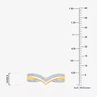 Womens 1/4 CT. T.W. Natural White Diamond 10K Gold Chevron Wedding Band