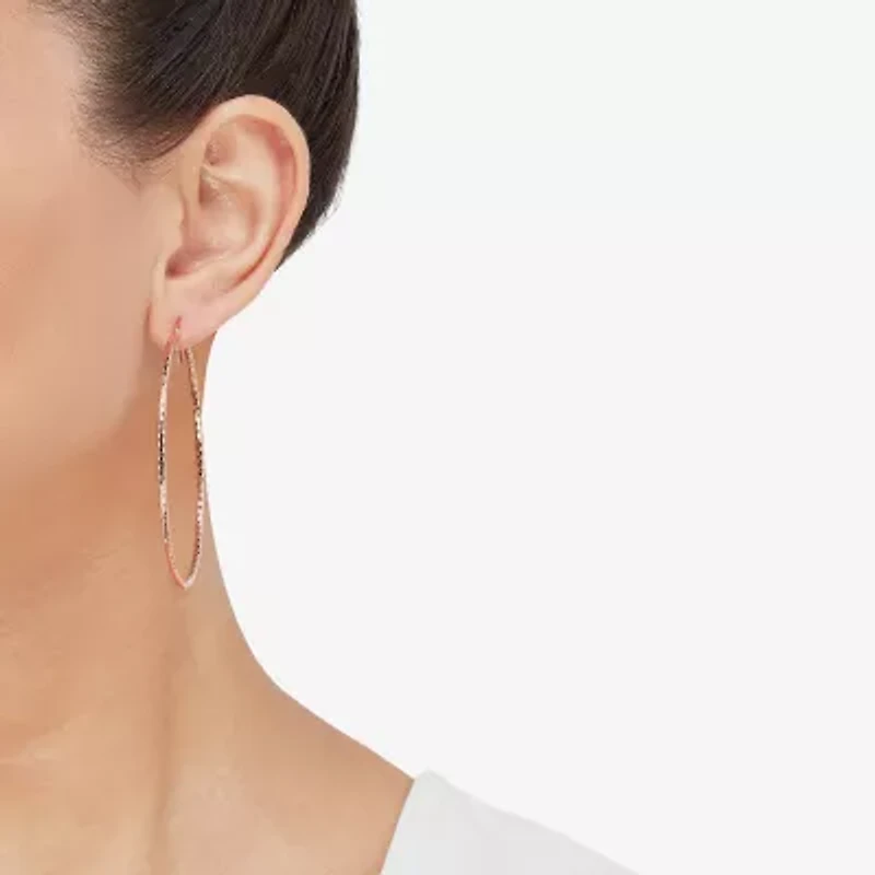 Made Italy Womens 10K White Gold 60mm Round Hoop Earrings