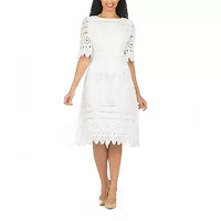 Giovanna Signature Womens Plus Short Sleeve Midi Shift Dress