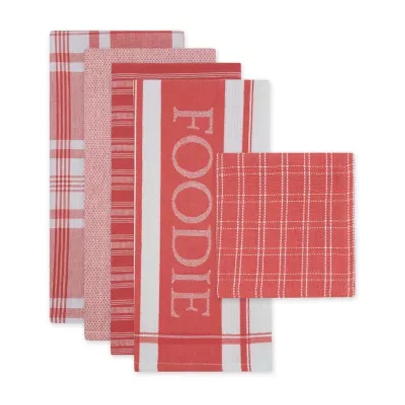 Design Imports Assorted Foodie 5-pc. Towel + Dish Cloth Set